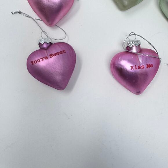 Lillian Vernon Pastel Candy Conversation Hearts Blown Glass Valentines Ornaments - Picture 11 of 12
